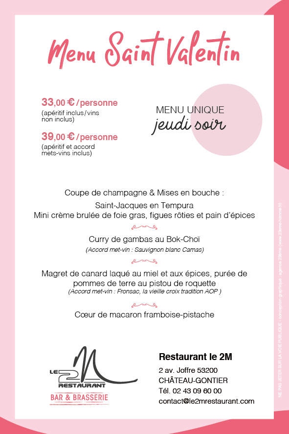 Menu St Valentin 2019 