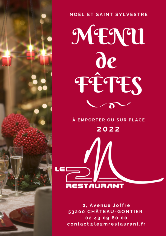 MENU DE FÊTES DE FIN D'ANNÉE 2022 le 2M